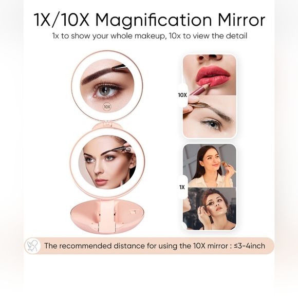 KEDSUM Upgraded Rechargeable Lighted Travel Makeup Mirror, 1X/10X Travel Magnify - Picture 4 of 4